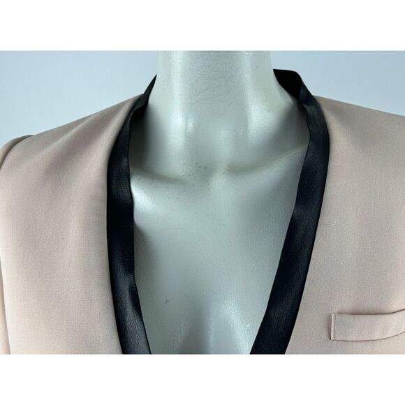 Barbara‎ Bui Leather Trim Blazer 40 US 8 Flaw* Long Sleeve Lined V-neck Jacket - Picture 12 of 16